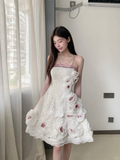 Vintage 3D Flowers Applique Strapless Design A-Line Short Homecoming Dress Party Dress HZ0319