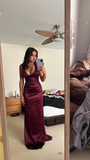 Royal Blue V Neck Mermaid Satin Long Prom Dress Party Gown HZ0319