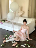 Cute Pink Sweetheart Princess Style Tiered A-Line Design Spaghetti Strap Short 18th Birthday Party Dress Homecoming Dress HZ0319