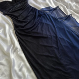 Dark Blue Straps Chiffon Vintage Long Party Dress Prom Gown HZ0319