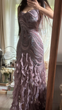 Vintage Purple Sparkling Strapless Design Elegant Chiffon Evening Dress Prom Dresses HZ0319