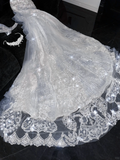Elegant Sweetheart Lace Tulle Beaded Applique Design Gorgeous Mermaid Floor-length Wedding Dress HZ0319
