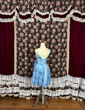 Retro Blue Floral Applique A-Line Elegant Chiffon Tiered Homecoming Dress Evening Dress Prom Dresses HZ0319