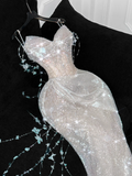 Gorgeous Sparkling Champagne Sequin Sweetheart Mermaid Elegant Chiffon Evening Dress Prom Dresses HZ0319