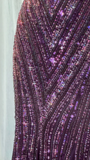 Gorgeous Purple Beaded Sequin V-neck Mermaid Elegant Chiffon Evening Dress Prom Dresses HZ0319