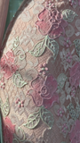 Vintage Gorgeous Pink Floral V-neck Applique Elegant Chiffon Long Evening Dress Prom Dresses HZ0319