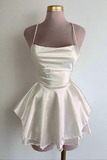 Lovely Pink Straps A-Line Satin Short Party Dress Homecoming Dress HZ0319