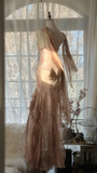 Vintage Champagne Sparkling Elegant Beaded Gorgeous Chiffon Evening Dress Prom Dress HZ0319
