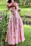 Pink Halter Neck A-Line Ankle Length Party Dresses Wedding Guest Dresses, HZ0319