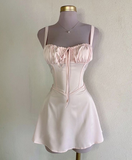 Light Pink Straps A-Line Satin Short Party Dresses Cute Homecoming Dresses, HZ0319