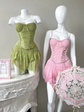 Green Sweetheart A-Line Chiffon Short Party Dresses Summer Vacation Dresses, HZ0319