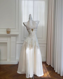 Elegant Ivory Halter A-Line Chiffon Vintage Long Party Dresses Birthday Dresses, HZ0319