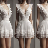 Lovely Ivory V Neck A-Line Short Party Dresses Homecoming Dresses, HZ0319