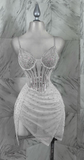 Sexy White Spaghetti Straps Sheath Beaded Short Party Dress Birthday Outfits, HZ0319