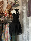 Black Straps A-Line Chiffon Short Party Dress Homecoming Dress, HZ0319