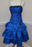 Blue A-Line Satin Vintage Short Party Dress Homecoming Dress, HZ0319