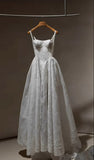 Elegant White Straps A-Line Lace Wedding Dresses Pretty Bridal Dresses, HZ0319