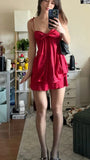 Cute Red Spaghetti Straps A-Line Satin Short Party Dresses Homecoming Dresses, HZ0319