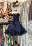 Navy Blue Straps A-Line Vintage Homecoming Dresses Short Party Dresses, HZ0319