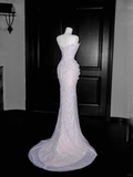 Gorgeous Strapless Mermaid Sequins Beading Long Evening Dress Birthday Outfits, HZ0319
