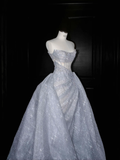 Gorgeous Strapless Mermaid Shiny Long Evening Dress Birthday Outfits with Train, HZ0319