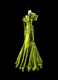 Bright Green Off Shoulder Mermaid Satin Vintage Long Evening Party Dress, HZ0319