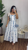 White Straps A-Line Floral Fashion Vacation Dress Long Party Dress, HZ0319