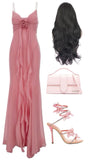 Pink Spaghetti Straps Mermaid Long Party Dress Wedding Guest Dress, HZ0319