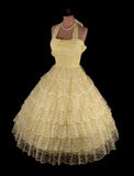 Light Yellow Halter A-Line Lace Tiered Homecoming Dress Birthday Outfits, HZ0319