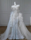 Gorgeous Beading Tulle Mermaid Long Evening Party Dress Wedding Dress, HZ0319