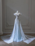 Gorgeous Off Shoulder Mermaid Shiny Long Prom Dress Evening Gown, HZ0319