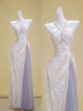 Shiny Halter A-Line Sequins Tulle Long Party Dress Birthday Outfits, HZ0319