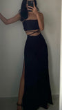 Sexy Black Strapless A-Line Simple Long Evening Party Dress, HZ0319