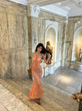 Sexy Spaghetti Straps Sheath Mermaid Lace Long Party Dress Birthday Outfits, HZ0319