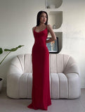 Charming Red Straps Sheaht Long Evening Party Dress Birthday Outfits, HZ0319