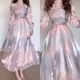 Classy A-Line Square Neckline Pink Prom Dresses Evening Dress, HZ0319