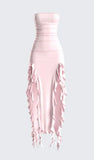 Light Pink Strapless Sheath Ruffles Long Party Dress Wedding Guest Dress, HZ0319