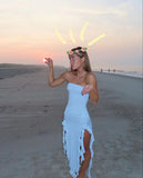 Black Strapless Sheath Ruffles Long Party Dress Wedding Guest Dress, HZ0319