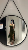 Green Strapless Sheath Ruffles Long Party Dress Wedding Guest Dress, HZ0319