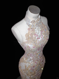 Gorgeous High Neck See-Through Beading Mermaid Long Evening Party Dress, HZ0319