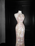 Gorgeous High Neck See-Through Beading Mermaid Long Evening Party Dress, HZ0319