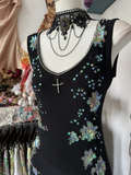 Black Sleeveless Beading Sequins Vintage Long Evening Party Dress, HZ0319