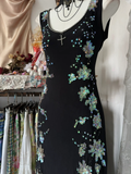 Black Sleeveless Beading Sequins Vintage Long Evening Party Dress, HZ0319