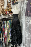 Black Strapless Ruffles Mermaid Vintage Long Prom Dress Formal Party Dress, HZ0319