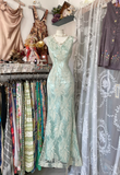 Sage Green V Neck Mermaid Sequins Vintage Long Prom Dress Formal Party Dress, HZ0319