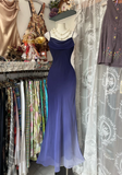 Gradient Spaghetti Straps Mermaid Vintage Long Prom Dress Formal Party Dress, HZ0319