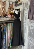 Black Halter Neck Lace Mermaid Vintage Long Formal Party Dress, HZ0319