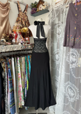 Black Halter Neck Lace Mermaid Vintage Long Formal Party Dress, HZ0319