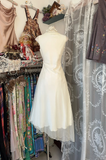 Light Ivory V Neck Sleeveless A-Line Vintage Long Evening Party Dress, HZ0319