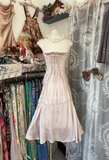 Light Pink Strapless A-Line Satin Midi Length Vintage Party Dress, HZ0319